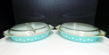 Vintage Pyrex Casseroles PAIR, Snowflake