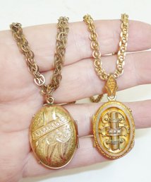 2 Victorian Lockets With Chains