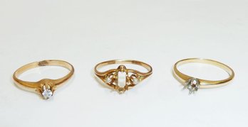 3 Vintage Ring Settings, 14K & 10K ETC