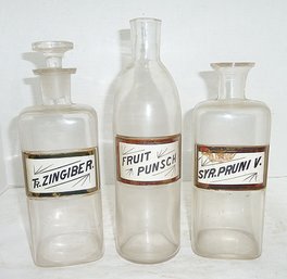 Antique Apothecary 3 Bottles