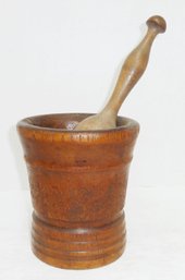 Antique Wood Mortar & Pestle