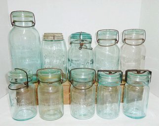 Vintage Blue Canning Jars, Mason's 1858