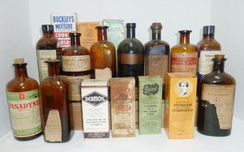 Vint. Druggist Bottles, Original Labels