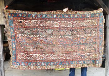 Antique Tribal Pattern Oriental Rug