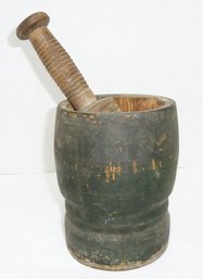 Antique Orig Painted Mortar & Pestle