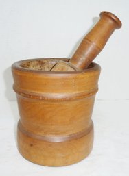 Vintage Turned Wood Mortar Pestle