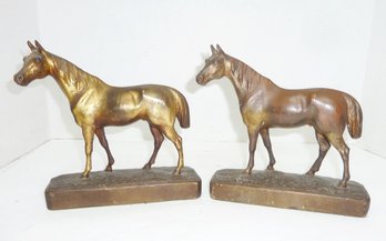 Horse Bookends Signed ARMOR BRONZE