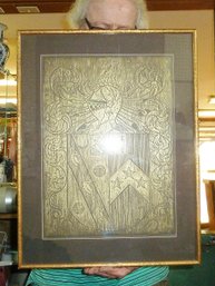 Framed Coat Of Arms, Brass Rubbing