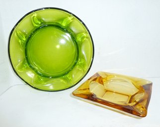 2 Vintage Glass Ashtrays