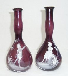 Vintage Amethyst Barber Bottles PAIR