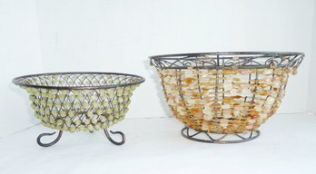 2 Vintage Wire Beaded Bowls