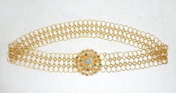 Vintage Jeweled, Gold Metal Belt