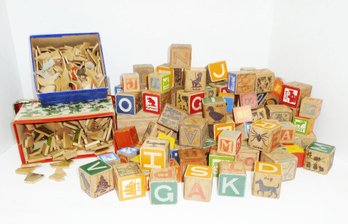 Vint. Wooden Blocks, Wood Puzzle