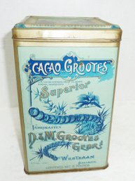 Vintage LARGE Blue Tin, Cacao Grootes