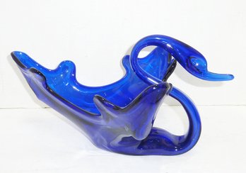 Large Cobalt Vintage Blue Swan Dish