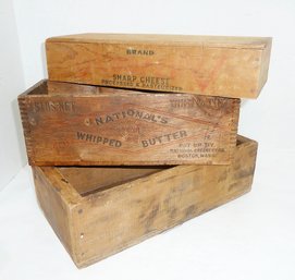 3 Vint. Wood Adv Boxes