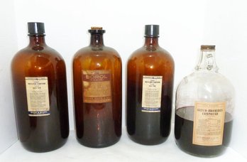 Lg Amber Vint. Apothecary Bottles