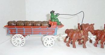 Cast Iron Budweiser Horses, Wagon