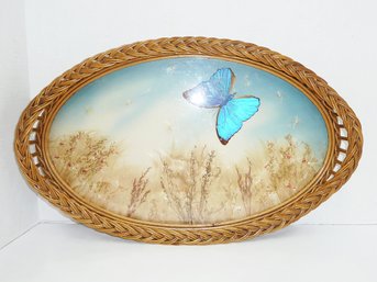 Vintage Wicker Milkweed Butterfly Tray