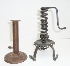 Vintage Metal Candle Holders, Push Up Stick