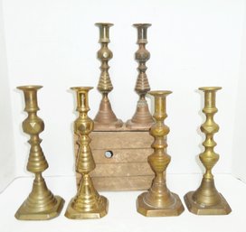 Antique Brass Candlesticks, Push Ups