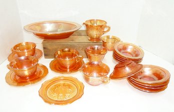 Vintage Orange Carnival Glass LOT, Assorted Pcs