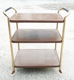 Vintage Metal Wood Grain Finish, Kitchen Cart