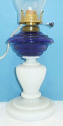 Antique Cobalt Font, Bristol Glass Lamp