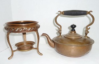 Vintage Copper Kettle, Burner Stand