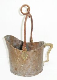 Primitive Copper Coat Scuttle Brass Accents