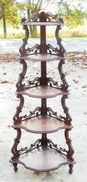 TALL Victorian Walnut Wood Corner Shelf Etagere