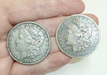 2 Morgan Silver Dollars 1883 & 1890 COINS