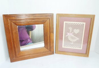 Small Wall Mirror, Crochet Framed Duck Picture