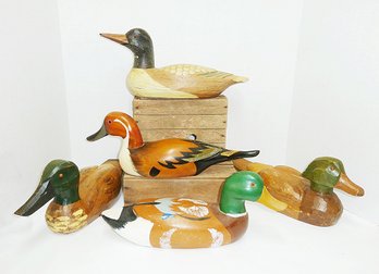 LOT Of 5 Wooden Decoys, Duck Decoys