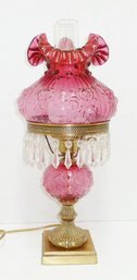 FENTON Cabbage Rose, Cranberry Table Lamp