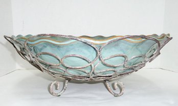 Large Pottery, Wire Basket Fruit Bowl