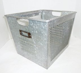 Galvanized Metal Storage Basket