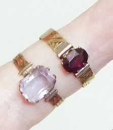 Antiq Rings, Garnet Size 7, Amethyst 6