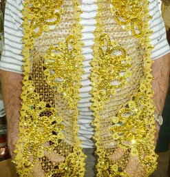 Gorgeous Gold Sequin Decorated Shawl