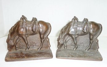 Vint. Horse Bookends Signed BRONZMET 1924