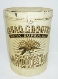 LARGE Antique Cocao Grootes Tin