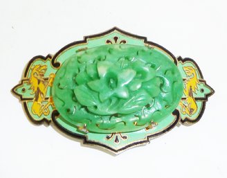 Vintage Green Enamel Pin NICE, Jewelry