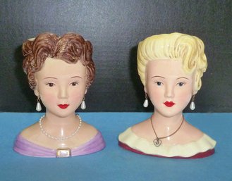 2 Glazed Head Vases