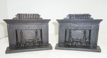 Antique Bronze Fireplace Hearth Bookends