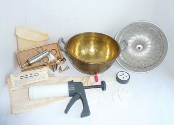Kitchen Lot, BRASS Candy Bowl, Icing Tools ETC