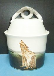 White Porcelain Biscuit Jar, WOLF