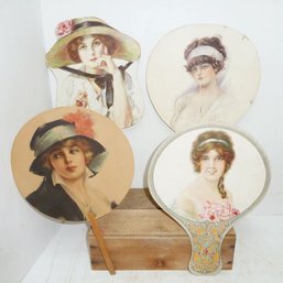 Vint. Advertising Hand Fans, LADY IMAGE