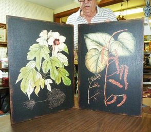 Screen Painted Canvas Pictures, PAIR