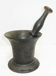 Antique Cast Iron Footed Mortar & Pestle