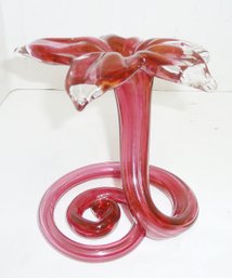 Murano Art Glass Coil Base Lily Vase